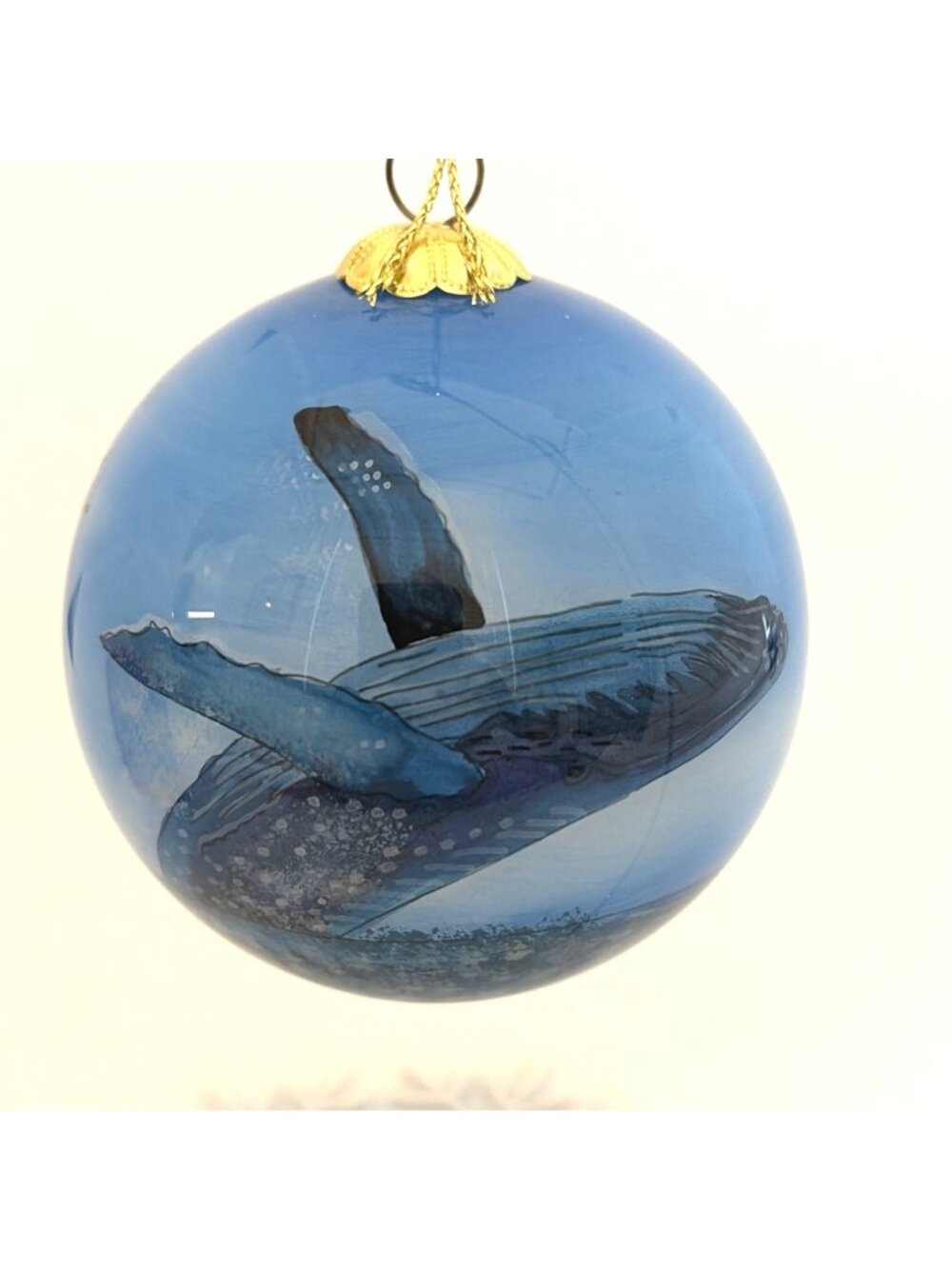 Maui Ocean Center Hawaii Humpback Whale Inside Painted Glass Christmas Ornament